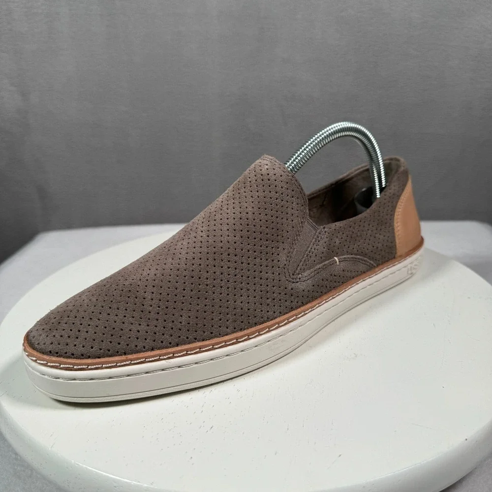 Ugg Adley Perf Slip On Sneaker Womens 9.5 Brown Tan Suede Leather Flat 1018375 - Picture 1 of 9
